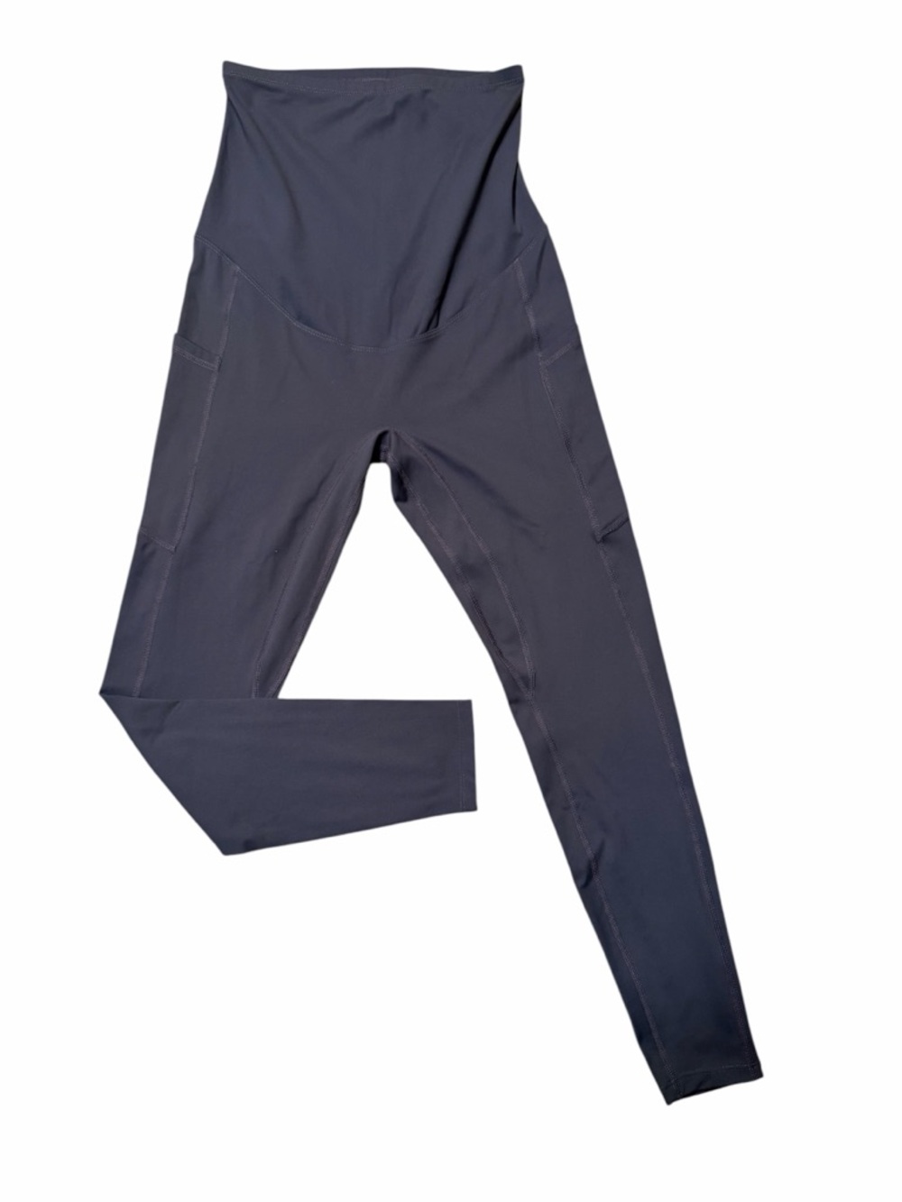 Enerful Maternity High-Waisted Dark Gray/Charcoal Leggings with Side Pockets